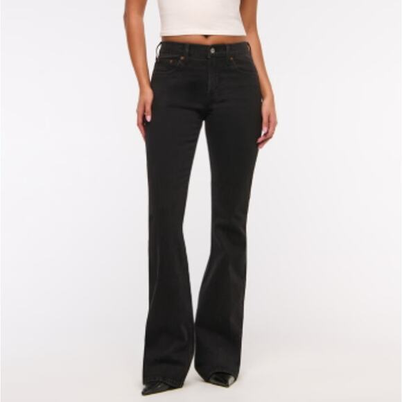 Abercrombie & Fitch Mid Rise Bootcut Jean Black 34" inseam Sz 30 NWT - Picture 1 of 10